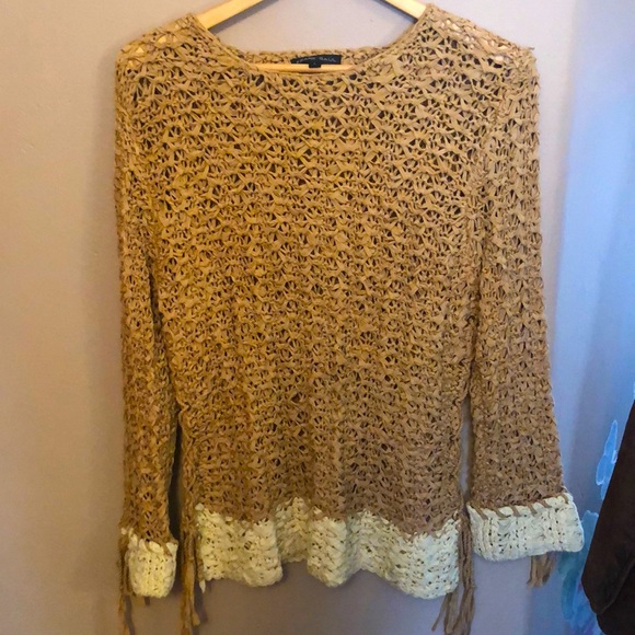 Frank Saul woven pullover knit sweater - Picture 1 of 7